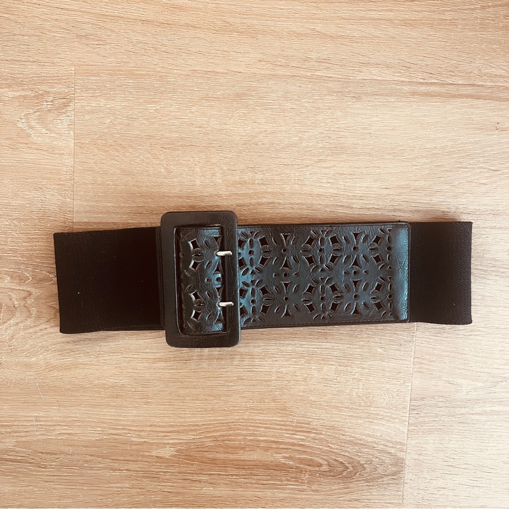 Wide Black Leather Belt